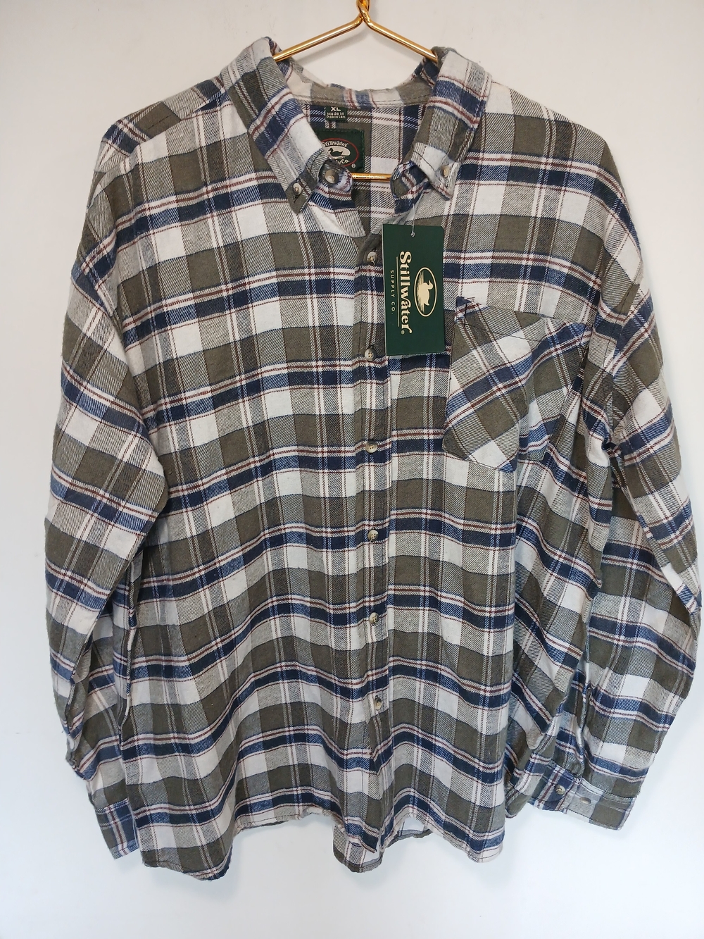 Stillwater Men's Olive Plaid Button-Down Shirt